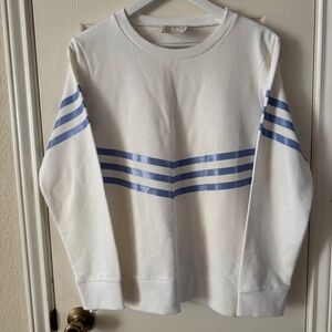 STS Sail to Sable White Blue Stripe Crewneck Sweatshirt Preppy Nautical Size L